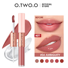 O.TWO.O Matte Lipstick Double Head Lip Coat 24HR Non-stick Cup Lip Gloss Tint Plumper Long Lasting Waterproof Lipstick Makeup